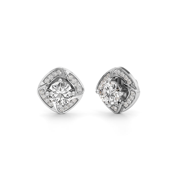 1Ct Round Shape Fancy Studs Earrings