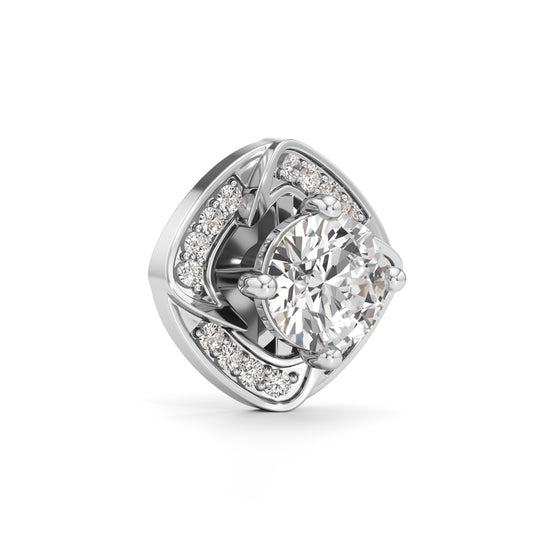 1Ct Round Shape Fancy Studs Earrings