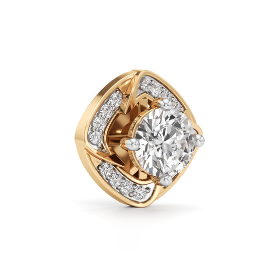 1Ct Round Shape Fancy Studs Earrings