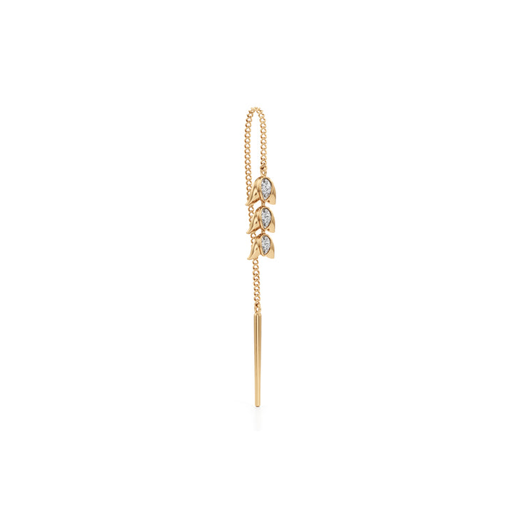 Triple Lotus 925 Silver  18k Gold Plated Threader Earrings