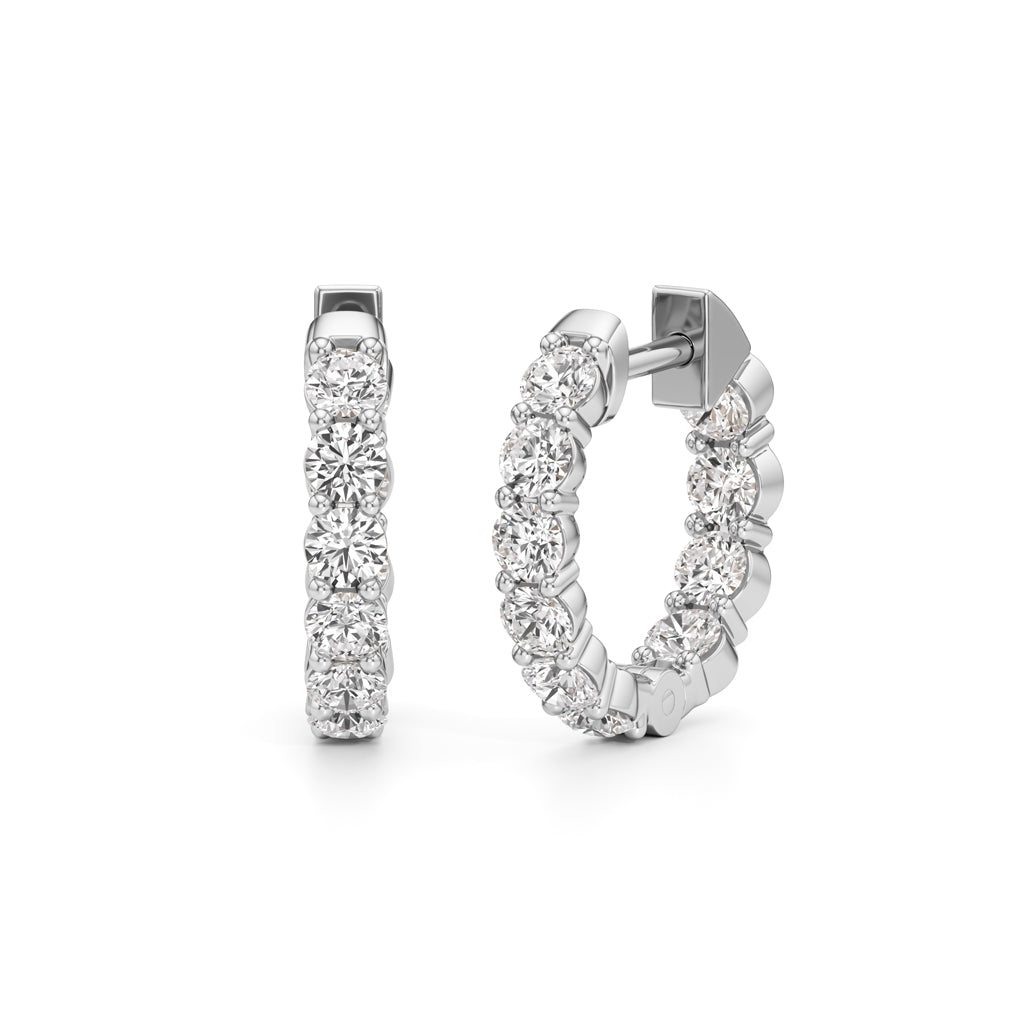 1.50Ct Round Shape Hoops Earrings