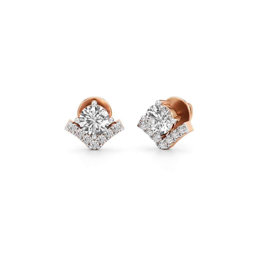 1Ct Round Shape Halo Studs Earrings