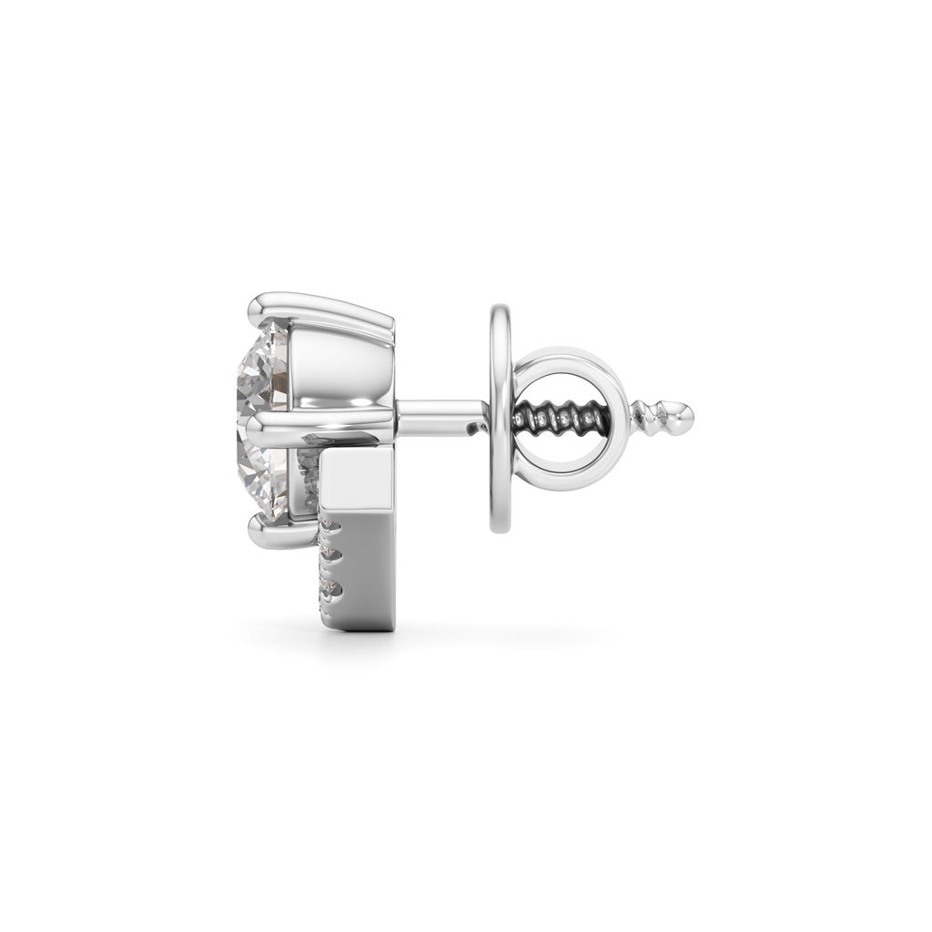 1Ct Round Shape Halo Studs Earrings