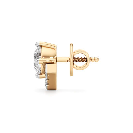 1Ct Round Shape Halo Studs Earrings