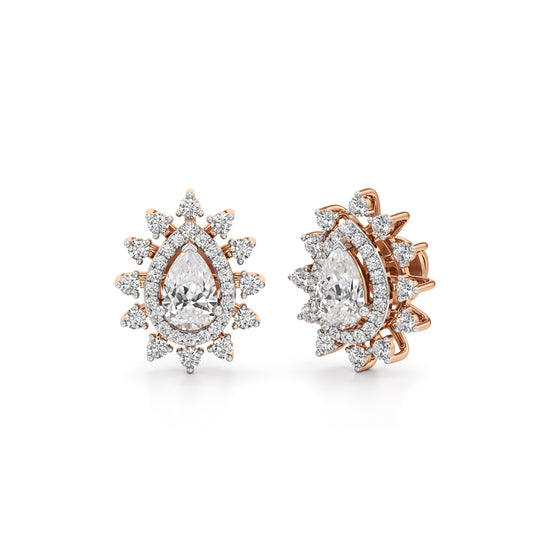 1.50Ct Pear Shape Halo Studs Earrings