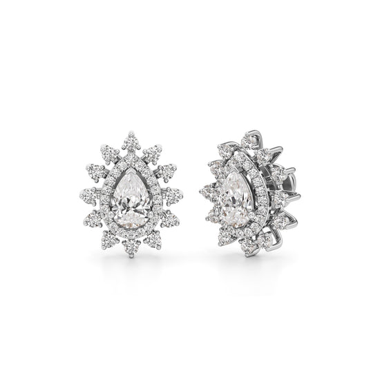 1.50Ct Pear Shape Halo Studs Earrings