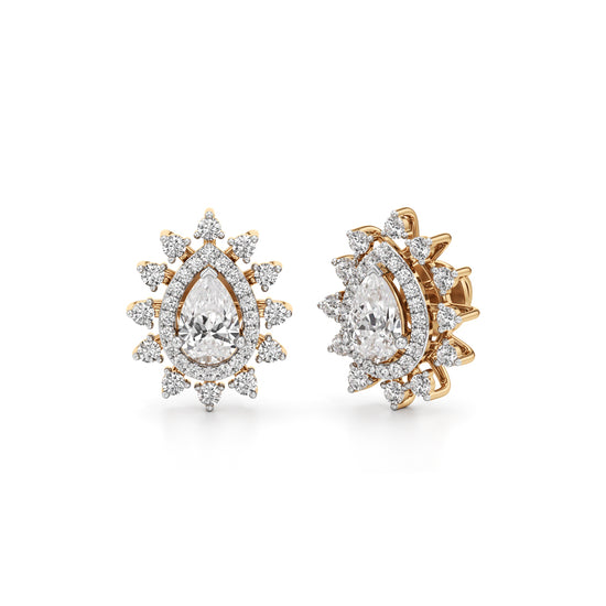 1.50Ct Pear Shape Halo Studs Earrings
