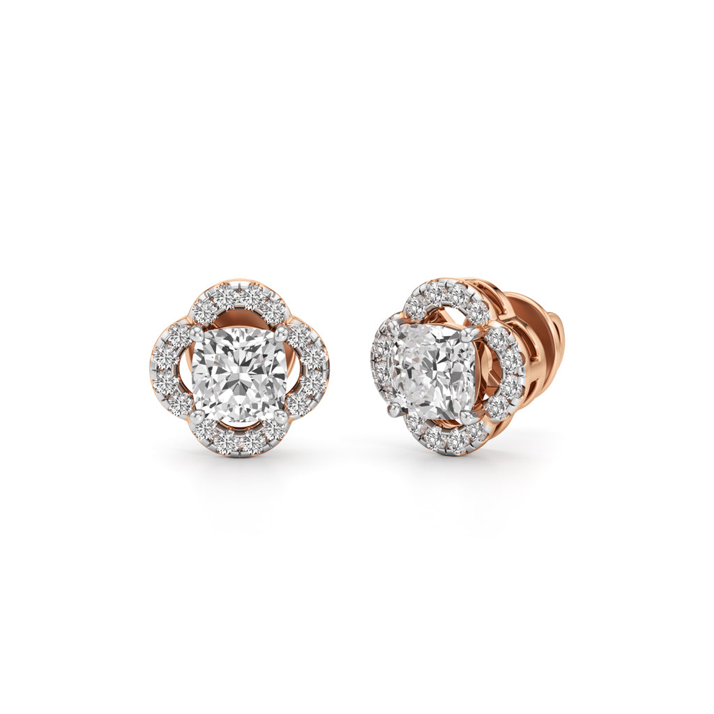 1.75Ct Cushion Shape Halo Studs Earrings