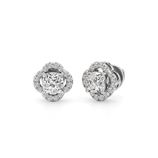 1.75Ct Cushion Shape Halo Studs Earrings