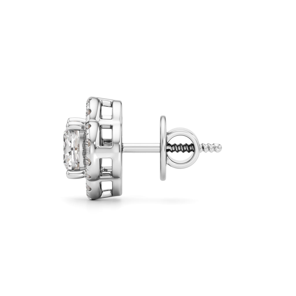 1.75Ct Cushion Shape Halo Studs Earrings