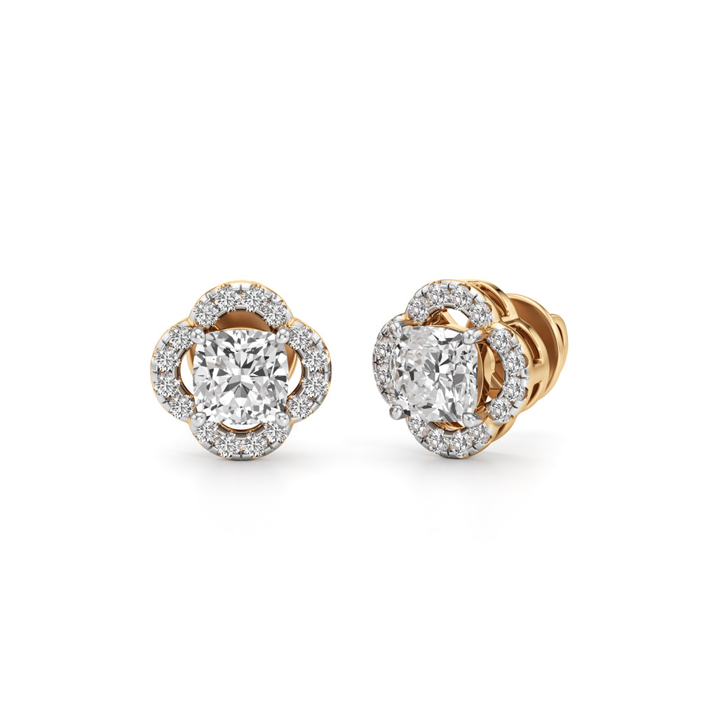 1.75Ct Cushion Shape Halo Studs Earrings