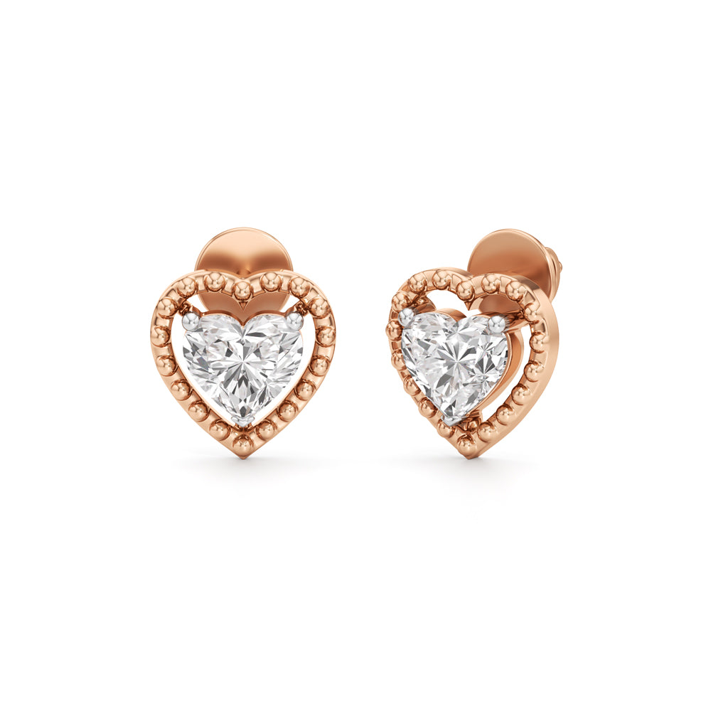 1.50Ct Heart Shape Solitaire Studs Earrings