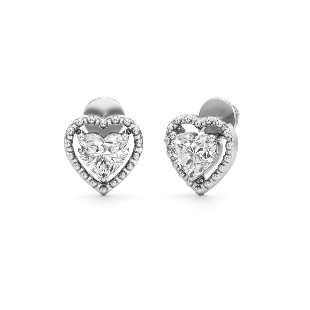 1.50Ct Heart Shape Solitaire Studs Earrings