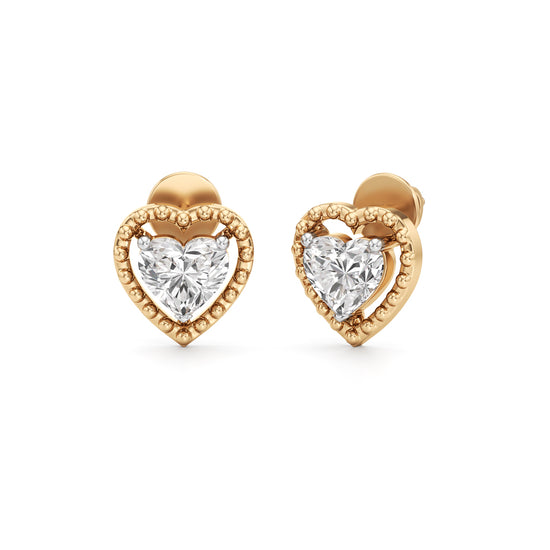 1.50Ct Heart Shape Solitaire Studs Earrings