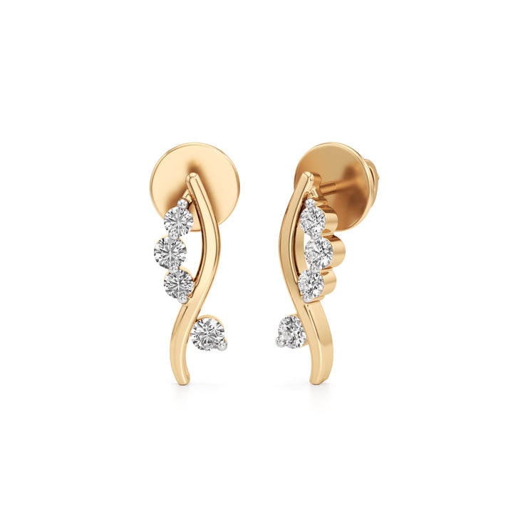 S-Curve 925 Silver  18k Gold Plated Diamond-Style Studs