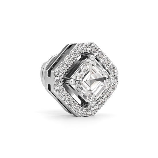 125Ct Asscher Shape Halo Studs Earrings