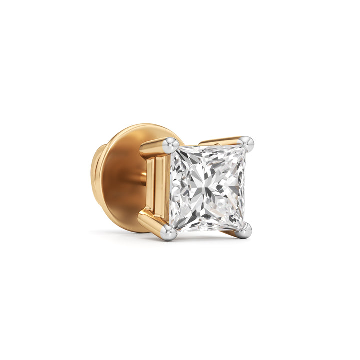 Elite Princess-Cut 925 Silver  18k Gold Plated Stud Earrings