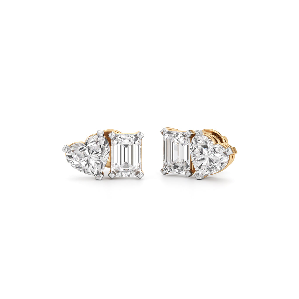 5Ct Emerald Shape,,Solitaire Studs Earrings