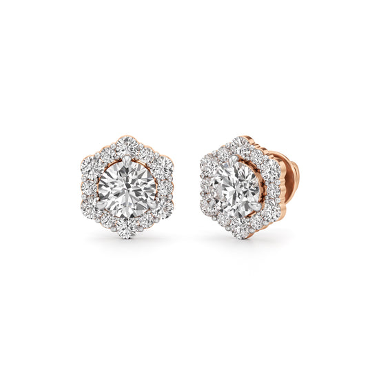 1.75Ct Round Shape Halo Studs Earrings