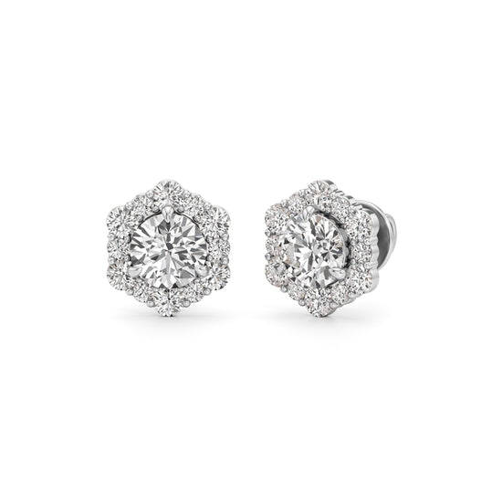 1.75Ct Round Shape Halo Studs Earrings