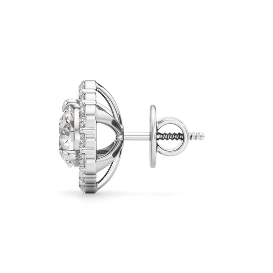 1.75Ct Round Shape Halo Studs Earrings