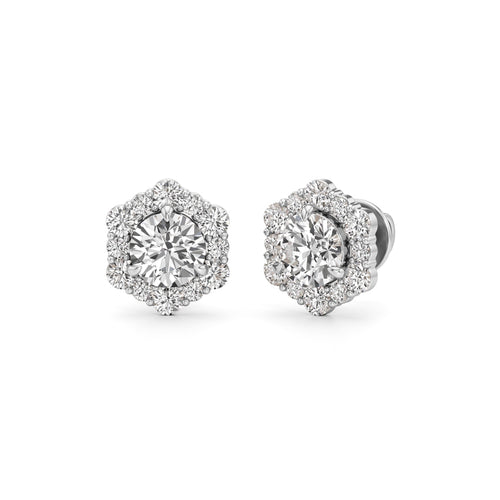 175Ct Round Shape Halo Studs Earrings