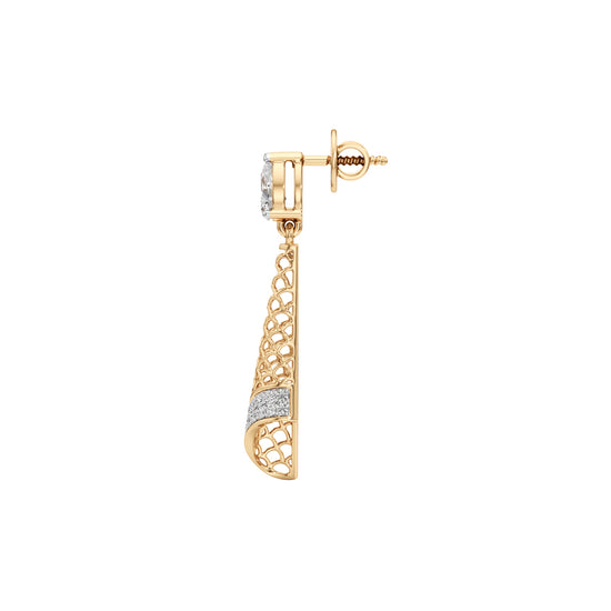 Pear Diamond Drop Earrings with Lattice and Pave Accents