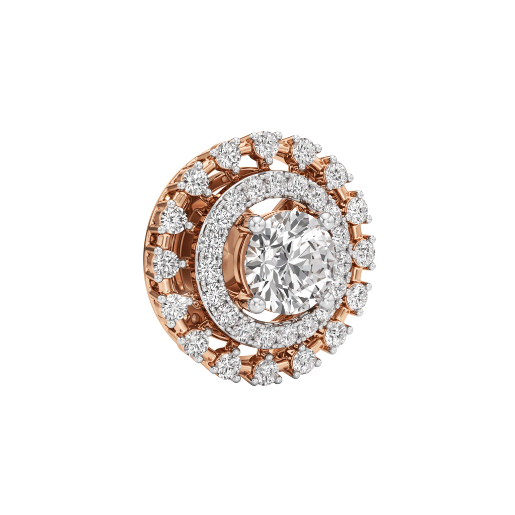 225Ct Round ShapeHalo Studs Earrings