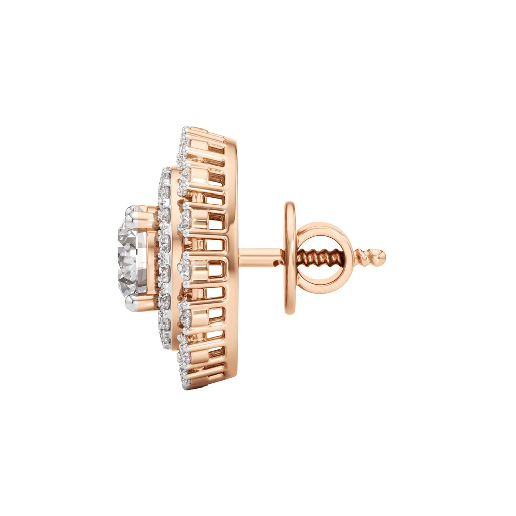 225Ct Round ShapeHalo Studs Earrings