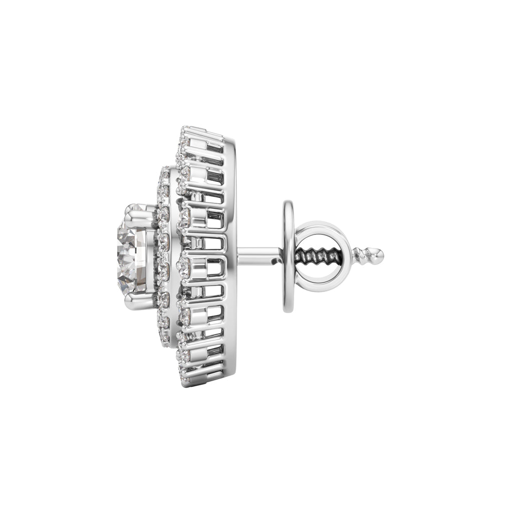 225Ct Round ShapeHalo Studs Earrings