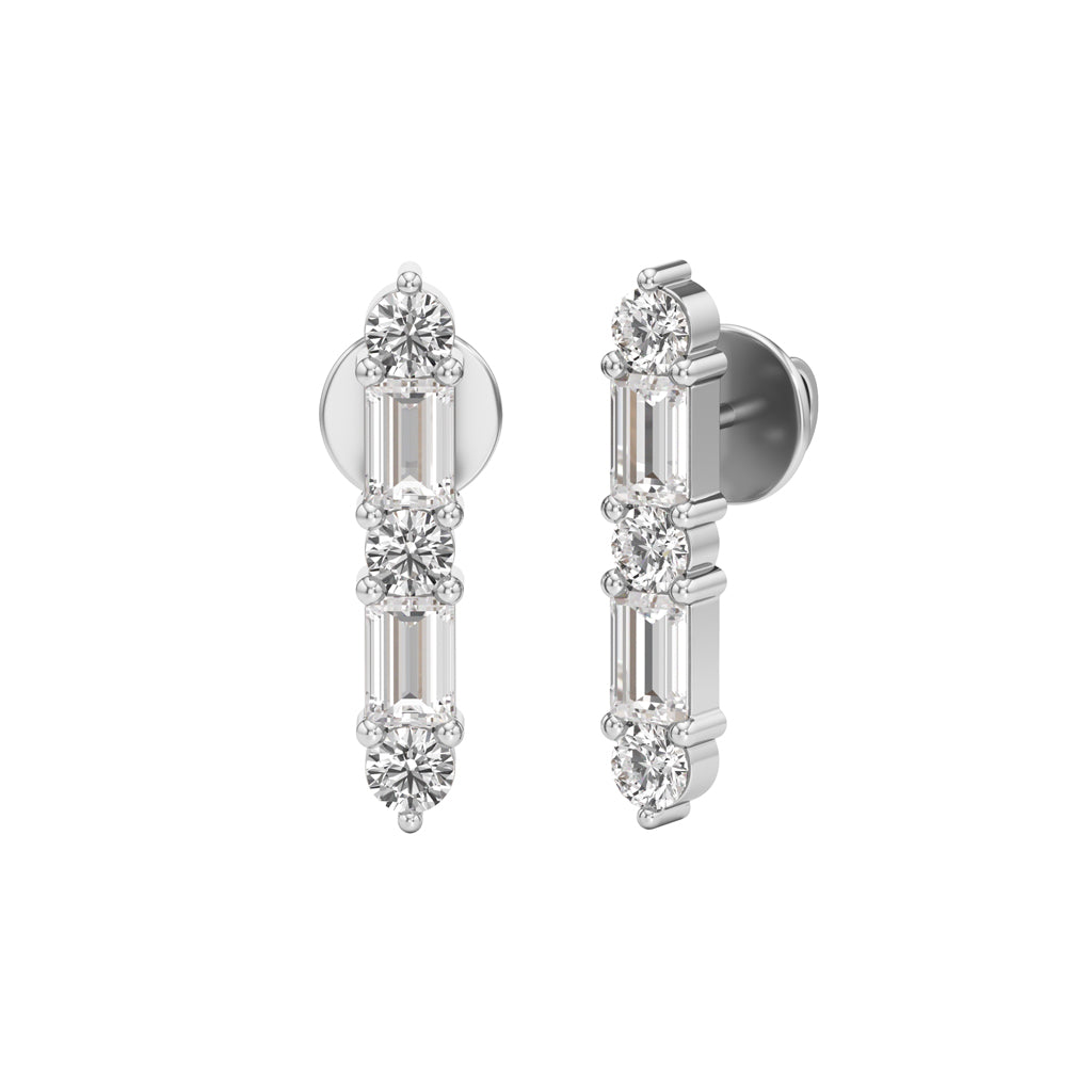 1.25Ct Emerald Shape Fancy Studs Earrings