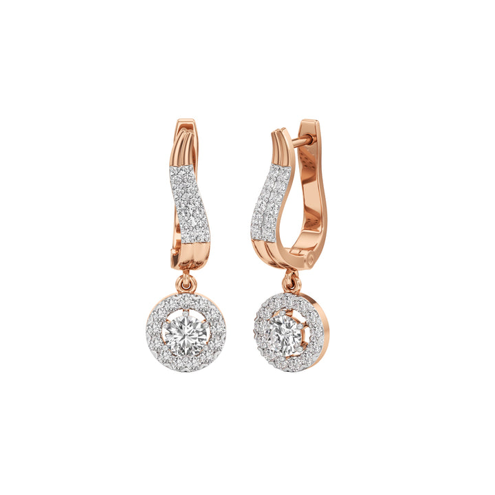 1Ct Round Shape Dangles Earrings