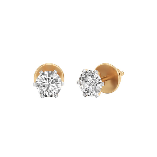 1Ct Round Shape Solitaire Studs Earrings