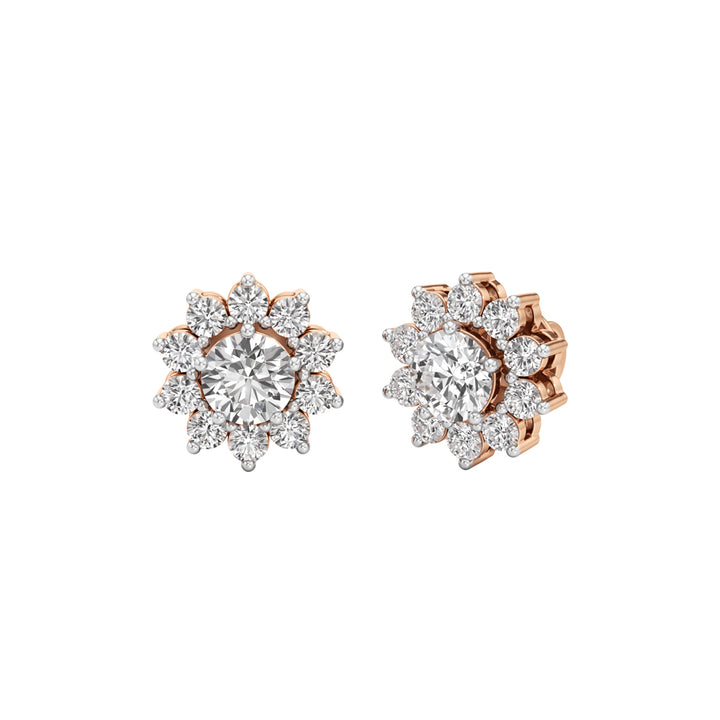 2.5Ct Round Shape Halo Studs Earrings