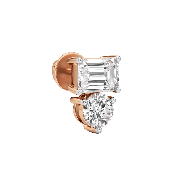 3Ct Emerald Shape Fancy Studs Earrings