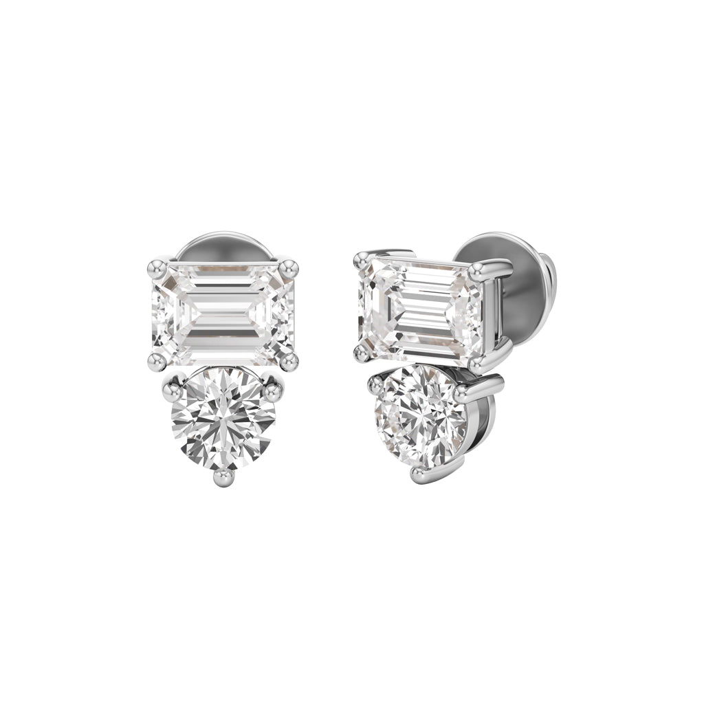 3Ct Emerald Shape Fancy Studs Earrings