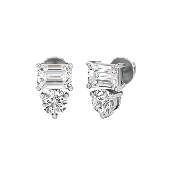 3Ct Emerald Shape Fancy Studs Earrings