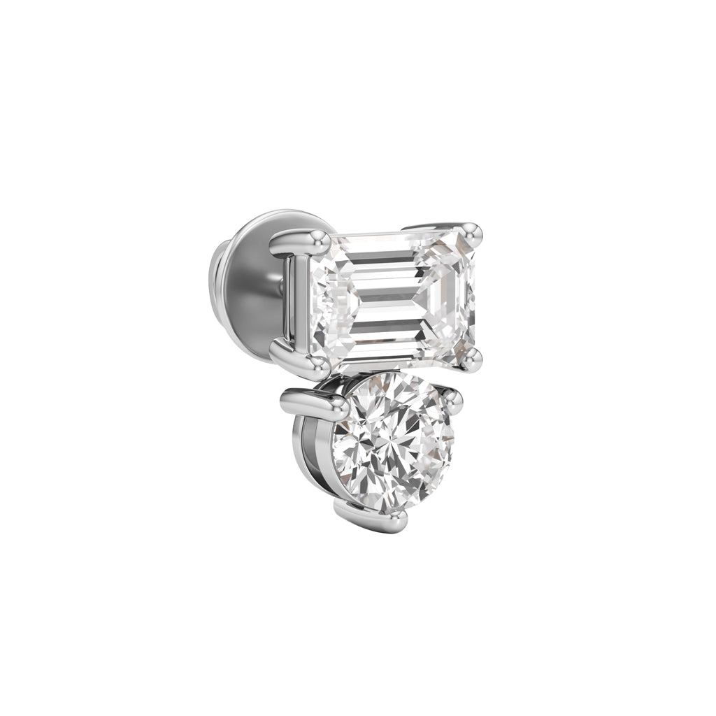 3Ct Emerald Shape Fancy Studs Earrings