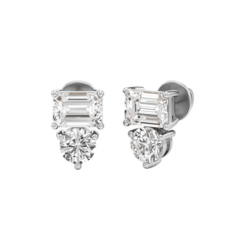 3Ct Emerald Shape Fancy Studs Earrings