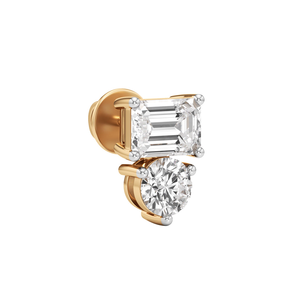 3Ct Emerald Shape Fancy Studs Earrings