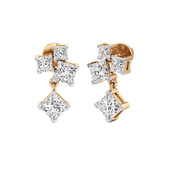3.25Ct Princess Shape Fancy Studs Earrings