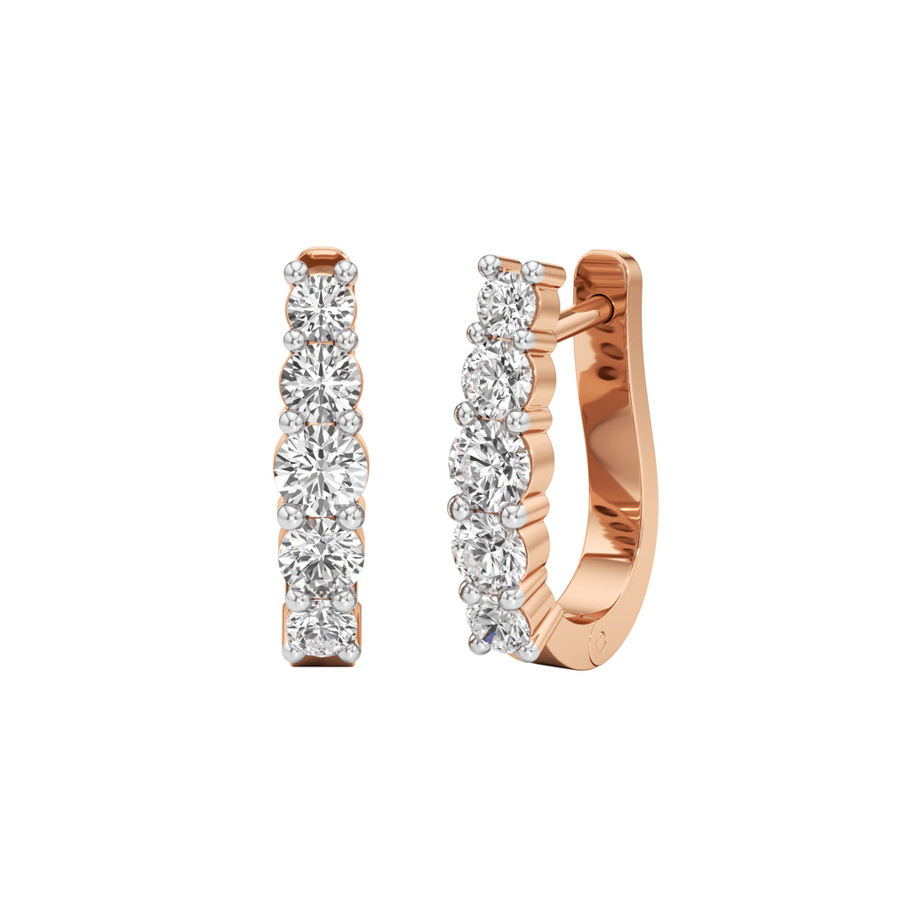 1Ct Round Shape,,Hoops Earrings