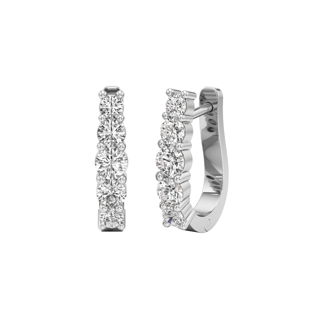 1Ct Round Shape,,Hoops Earrings