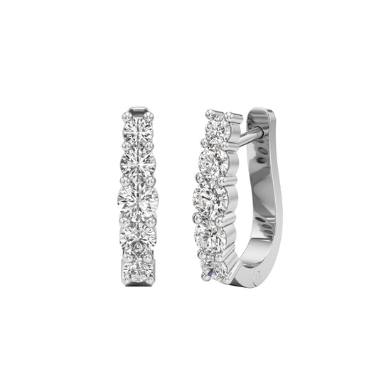 1Ct Round Shape,,Hoops Earrings