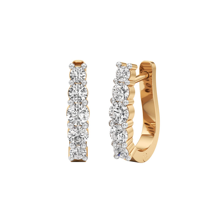 1Ct Round Shape,,Hoops Earrings