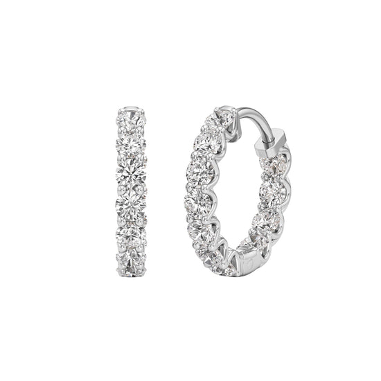 2Ct Round Shape,,Hoops Earrings