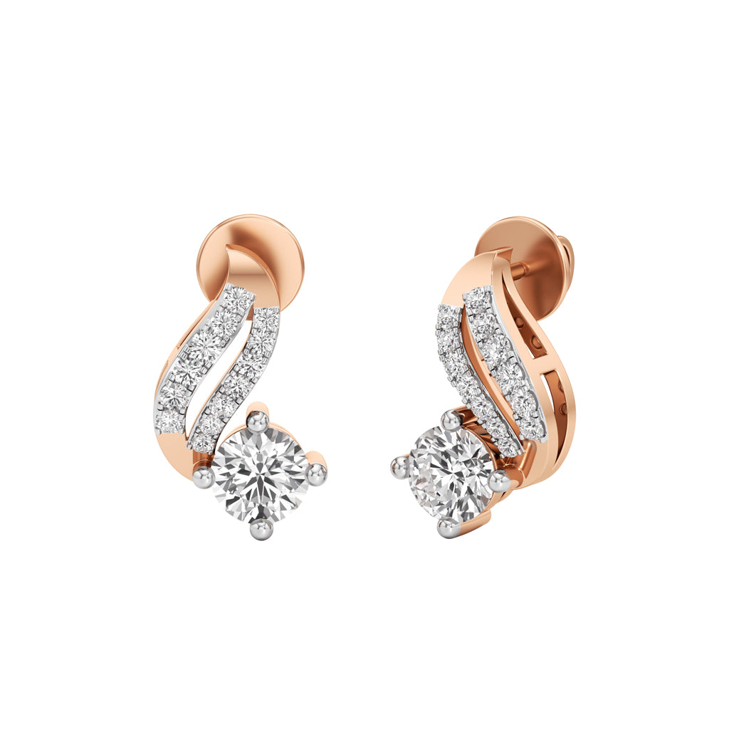 0.75Ct Round Shape Fancy Studs Earrings