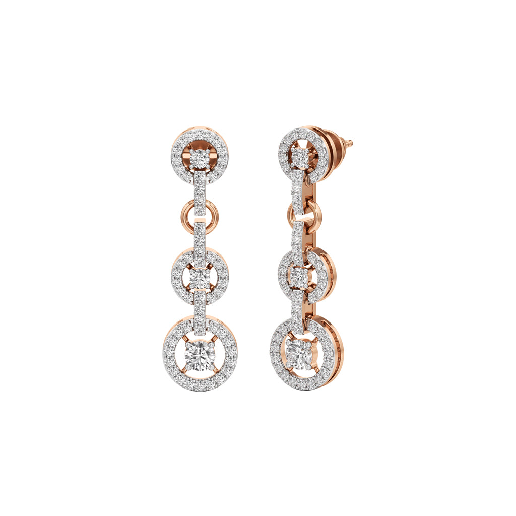 1.00Ct Round Shape Dangles Earrings