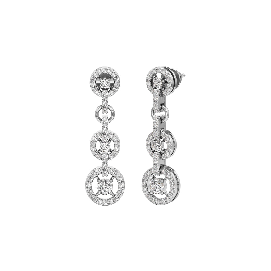 1.00Ct Round Shape Dangles Earrings