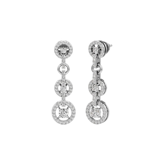 1.00Ct Round Shape Dangles Earrings
